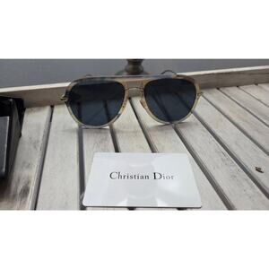 Christian Dior Gold Aviator Sunglasses Blue Gradient Lenses w Case Authentic
